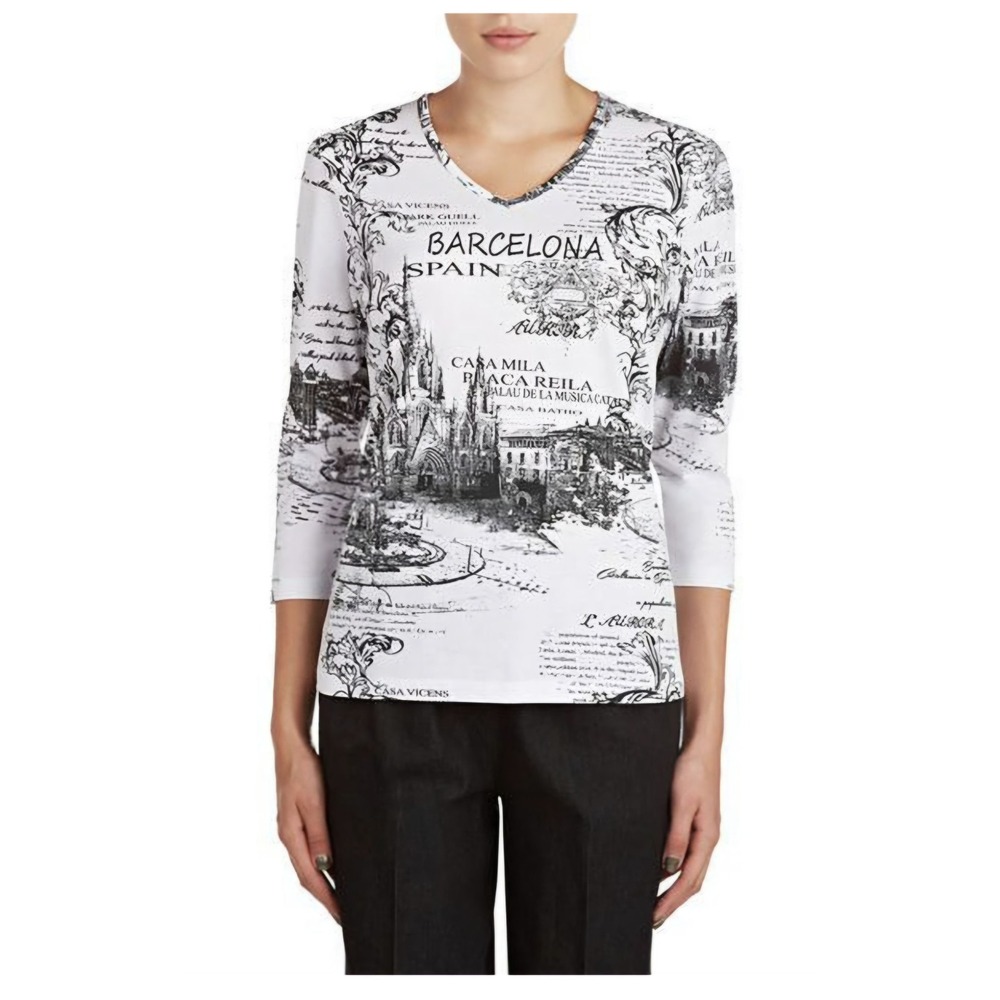 Alia Women's Top 3/4 Sleeve Shirt Top Casual V Neck Size XL‎ EUC